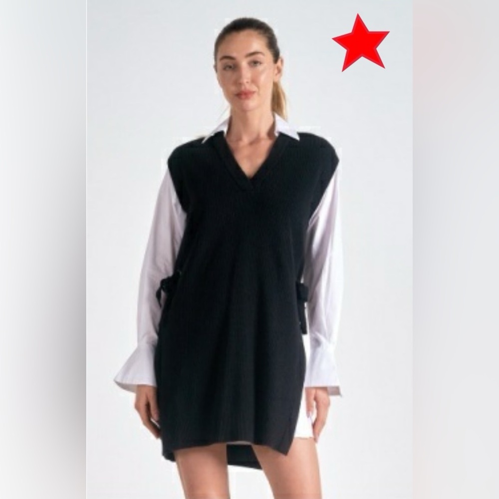 Shop Elan Nia combo shirt and sweater dress style SWV50017